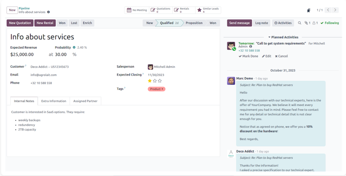Odoo CRM Kanban